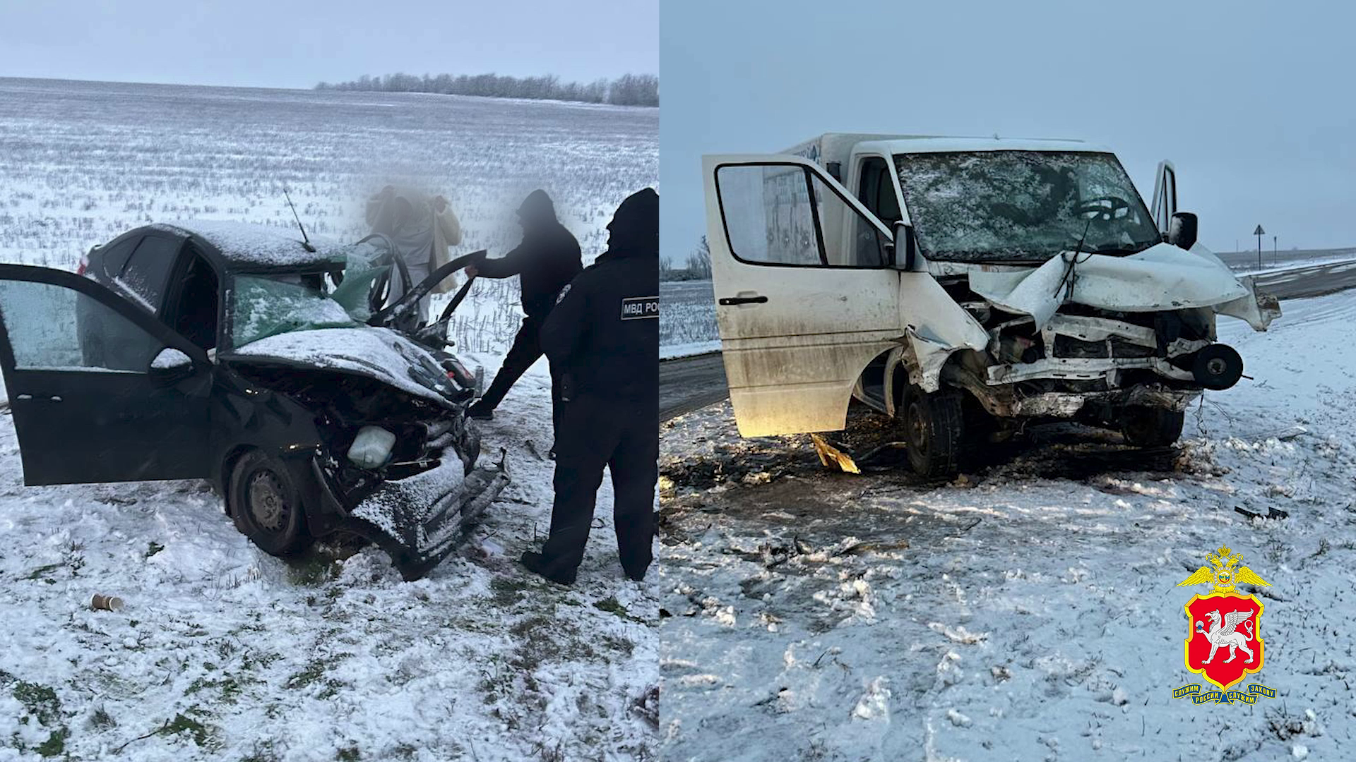 В Крыму полицейские оказали первую доврачебную помощь двум пострадавшим в массовом ДТП