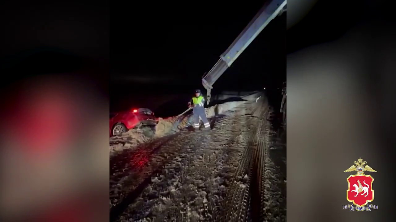 В Татарстане инспекторы ДПС помогли водителю вытащить машину из кювета